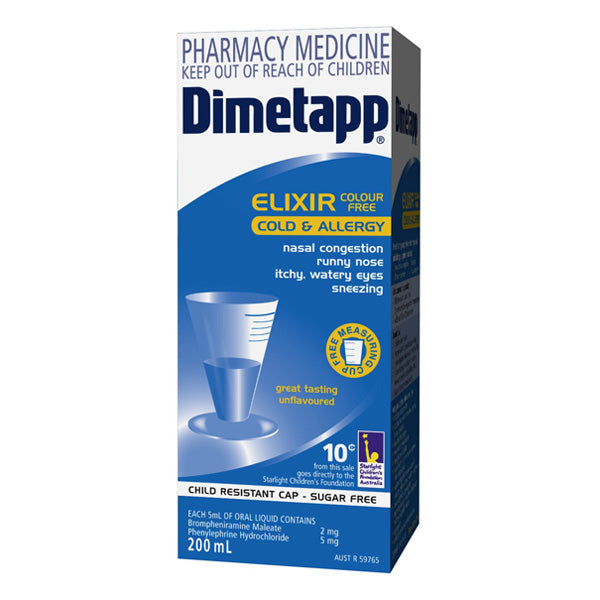 Dimetapp Cold & Allergy Elixir Color Free 200ml
