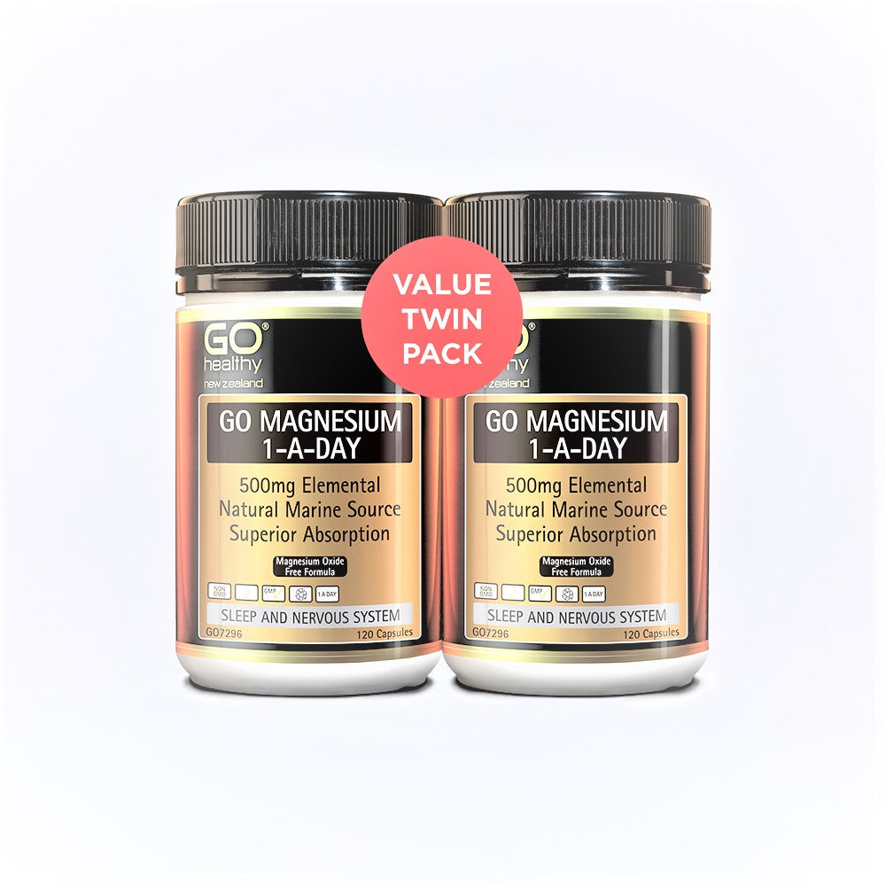 Go Healthy Magnesium 1-A-Day 120 Caps TWIN PACK