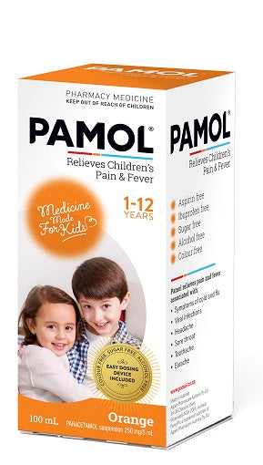 Pamol Suspension, Orange Flavour, 250mg