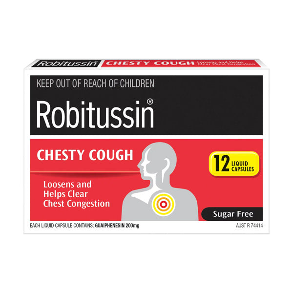 Robitussin Chesty Cough Liquid Capsules 12s