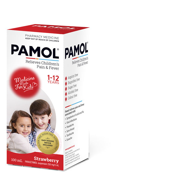 Pamol Suspension, Strawberry Flavour, 250mg